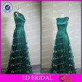 ED Bridal Elegant Real Picture Deep Green Scoop Neck Cap Sleeve Beaded Long Evening Dress 2017